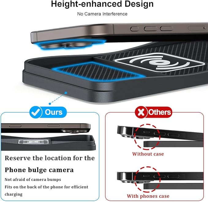 Car Wireless Charger Pad for Nissan Z 2023-2026, Type-C/USB 20W Fast Wireless Car Charger Pad Non-Slip Cordless Charging Mat,A-30cm Cable Type-C Plug