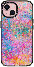 CASETiFY Impact iPhone 15 Case [4X Military Grade Drop Tested / 8.2ft Drop Protection/Compatible with Magsafe] - Paint Prints - My Neon Summer - Clear Black