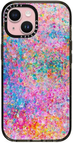 CASETiFY Impact iPhone 15 Case [4X Military Grade Drop Tested / 8.2ft Drop Protection/Compatible with Magsafe] - Paint Prints - My Neon Summer - Clear Black