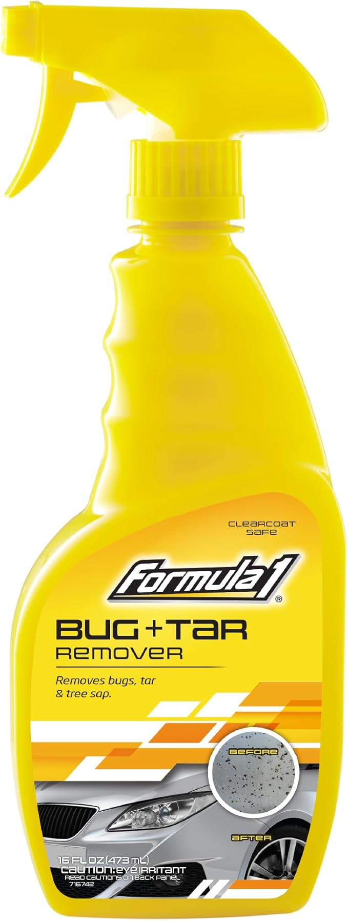 Formula 1 Bug and Tar Remover - Powerful Exterior Degreaser and Pre Wash for Detailing - Safe for All Auto Surfaces, 16 Ounces
