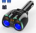 [2025 Upgraded] Cigarette Lighter Splitter, SUPERONE 180W 2-Socket Cigarette Lighter Adapter with Dual QC3.0 and 20W PD USB C Car Charger Splitter for GPS/Dash Cam/Laptop/iPad/iPhone 17/16/15/14/13/12