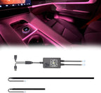 2021-2023 Tesla Model 3 Y Interior Car Neon Lights (Center Console+Dashboard+4 Foot Lights) with Matching Armrest Organizer, Ambient APP-Controlled RGB LED Strip Lights