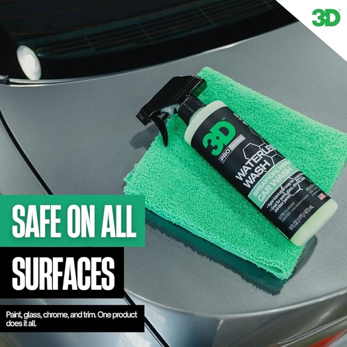 3D Waterless Car Wash - Easy Spray Waterless Detailing Spray - No Soap or Water Needed - Great on Cars, RVs, Motorcycles & Boats 16oz.