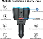 Cigarette Lighter Splitter: USB C 12V Car Charger Adapter 2 Socket Type C Multi 12 Volt Power Outlet 24V DC 80W with LED Voltmeter Switch 6.3A Dual USB Port for Mobile Cell Phone GPS Dash Cam