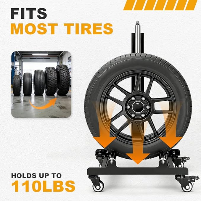 Yeeoy Rolling Wheel Detailing Stand, Heavy Duty Wheel Cleaning Stand, Portable Tire Car Detailing Roller with 3-Way Rotating Rollers for Cleaning, Ceramic Coating, Applying Tire Shine & Car Wheel Wash