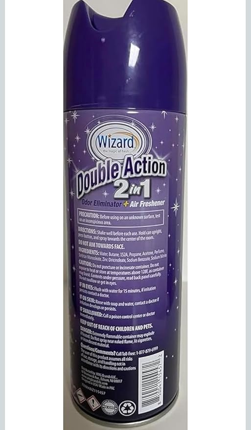 Wizard Double Action Smoke Odor Neutralizer & Air Freshener, Eliminates Smoke Smell & Odors, Freshens Air, Long-Lasting Scent; 4-Pack of 12oz Sprays lavender (pack of 4)