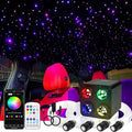 AZIMOM 4Port 36W Twinkle 2000pcs 0.03in 13.1ft Fiber Optic Starlight Headliner Kits 4Colors Light Source Sound Activated Remote APP Control Home Indoor Ceiling Car Headliner Decoration