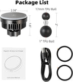 Magnetic Wireless Charging Phone Holder with 1" Ball for RAM Mounts, 15W Fast Charger with TEC & Fan Dual Cooling for Magsafe iPhone 17/16/15/14/13/12 Series, Fits RAM B-Size Double Socket Arm
