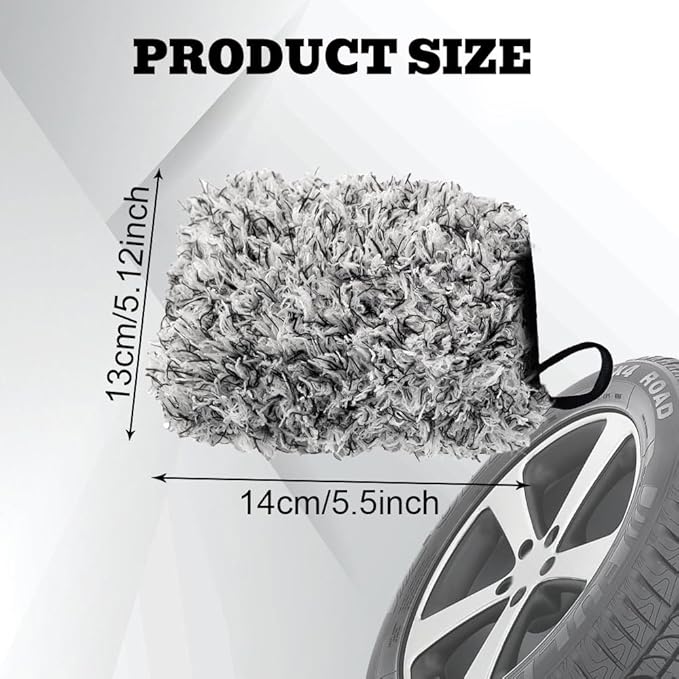 2PCS Microfiber Car Wash Mitt, Car Wash Gloves, 6.0 x 5.3 Inch Microfiber Wheel Cleaning Mitt, Car Washing Accessories Super Soft Long Hair Car Detailing Washing Gloves for Auto Cleaning