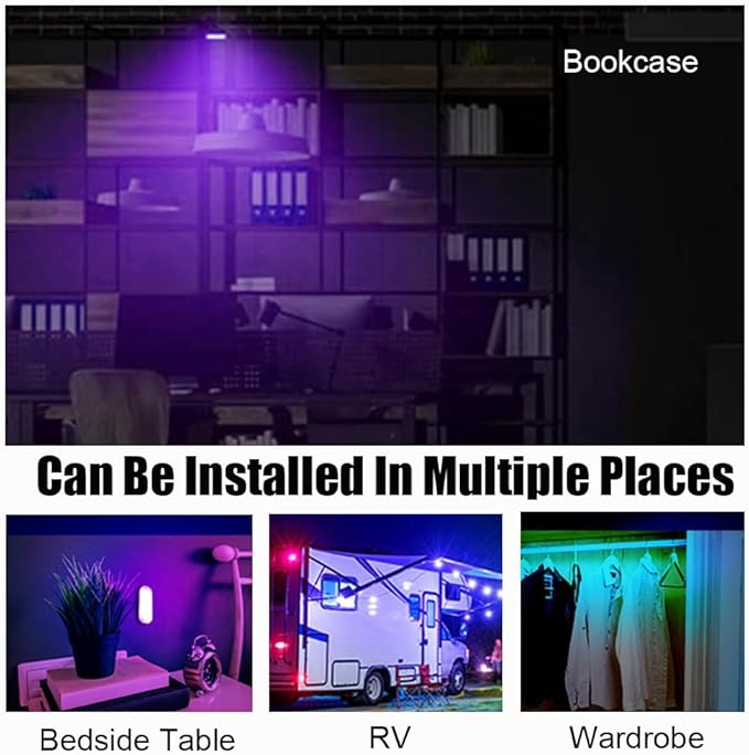 4PCS Wireless Car Interior LED Lights 7Colors USB Rechargeable Car LED Touch Light with 6 Super Bright LED Lamp Beads Car Interior Ambient Light Universal Vehicle Accessories for Car Decor