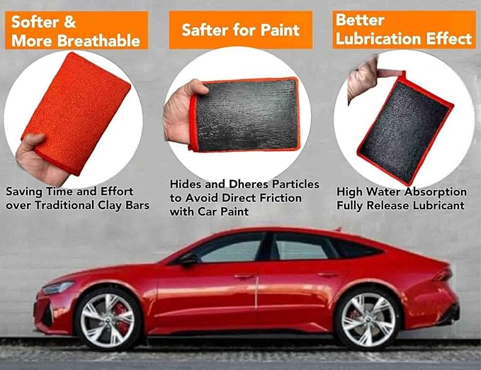 Biodison & Lee 1 Pcs Clay Mitt for Car Detailing - Fine Grade Clay Bar Mitts,Synthetic Clays Mit to Remove Paint Overspray, Water Spots, Tree Sap, Rail Dust from Paint, Glass, Plastic Surfaces