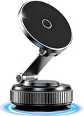 Vacuum Magnetic Car Phone Holder 360° Strongest 120LBS Ultra Suction Cup Phone Mount for MagSafe Dashboard Cell Phone Holders for Your Car/Gym/Mirror Bracket for iPhone 17 & Android, Metal Stand Rotor