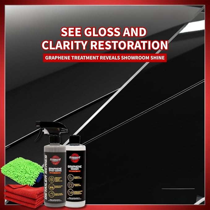 Renegade Products Graphene Wash & Protect Kit – Wash & Coat System with Microfiber Towels – Adds Gloss, UV Protection & Hydrophobic Shield