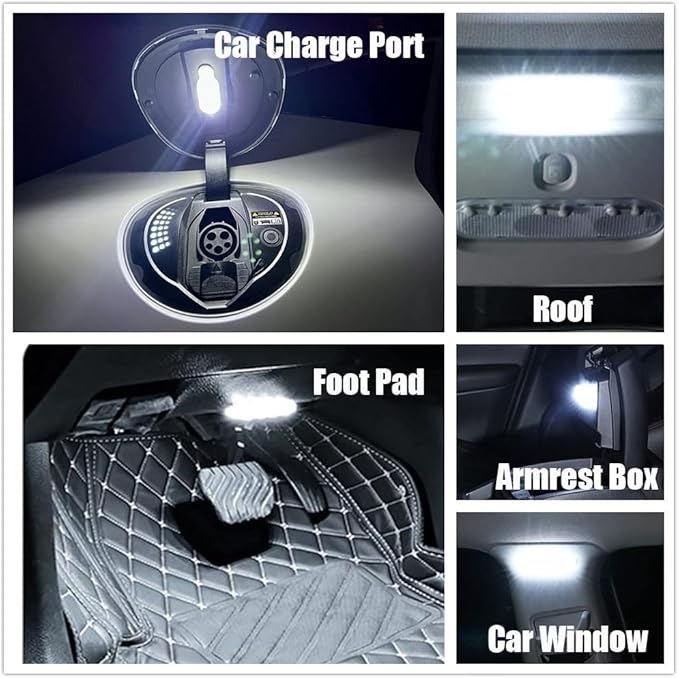 4PCS Wireless Car Interior LED Lights USB Rechargeable Car LED Touch Light with 6 Super Bright LED Lamp Beads Car Interior Ambient Light Universal Vehicle Accessories for Car Decor