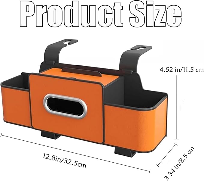 Car Organizers and Storage Box Behind Seat, Car Organizers and Storage Back Seat, With Multiple Pockets, Hanging Car Seat Storage Travel Essentials, Snacks, Bottles (Orange * 2)