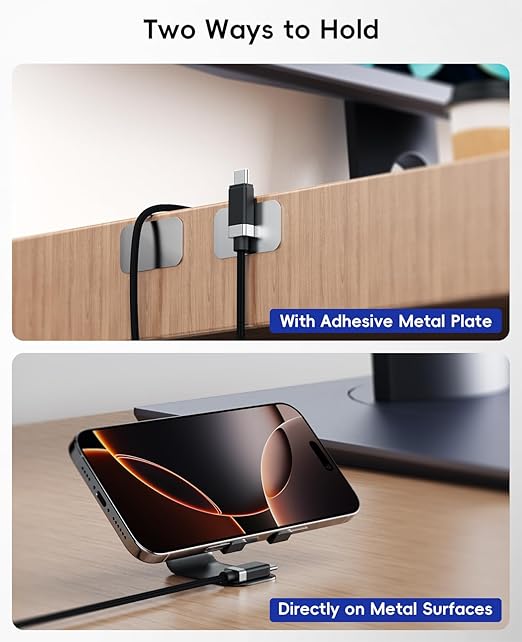 Magtame 2Pack USB C to USB C Cable 5FT, StayCable 60W Fast Charging Type-C Cable with Anti-Drop Magnetic Holder for Bedside, Desk, Car, Compatible with iPhone 17/16, Laptop