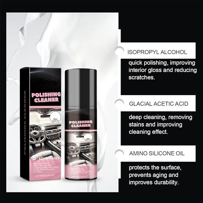 Car Interior Cleaner, 100ml Car Interior Cleaner, Car Interior Polish Detailer and Cleaner, Long Lasting Super Shine Dressing and Car Interior Detailer Spray for Cleaning and Brightening