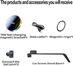 Car Phone Holder for Kia NIRO/NIRO EV/NIRO Hybrid 2023 2024 2025 Accessories 15W Fast Wireless Charger Screen Fixed Clip HandsFree Cell Phone Mount 360° Rotation (10.25 Inch)