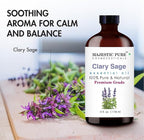 Majestic Pure Essential Oil with Glass Dropper - 100% Pure and Natural - Essential Oils for Diffuser, Aromatherapy, Soap and Candle Making, Clary Sage Essential Oil, Clary Sage Oil, 4 Fl Oz