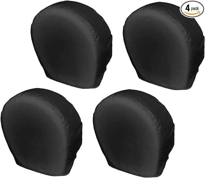 Explore Land Tire Covers 4 Pack - Tough Wheel Protector for Truck, SUV, Trailer, Camper, RV Universal Fits Tire Diameters 23-25.75 inches, Black