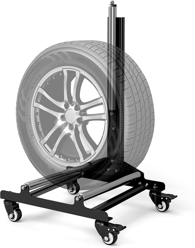 360° Rolling Wheel Detailing Stand with Wheels, Heavy Duty Steel Wheel Cleaning Stand for Tire, Rim Polishing, Ceramic Coating, Car & Motorcycle Wheel Roller Stand