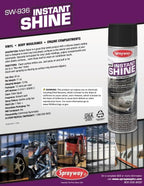 Sprayway SW936-12PK Aerosol Instant Shine Vinyl Cleaner and Protectant, 11 oz, Pack of 12, White