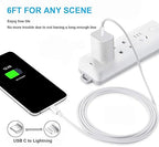 iPhone Charger Fast Charging,Fast Charger iPhone 20W PD 6FT USB C Wall Plug Type C i Phone Fast Charging Power Adapter Lightning Cable Cord for Phone 14 ProMax/13 Mini/12/11/XS/Max/XR/X/8 Plus/SE,iPad