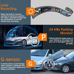 4 Channel 4K Dash Cam Front and Rear Inside, 360° View 1080P Dash Camera for Cars, Super Night Vision, Gravity Sensor, Loop Recording, WDR, 24H Parking Mode, WiFi & APP Control, with 64GB Card