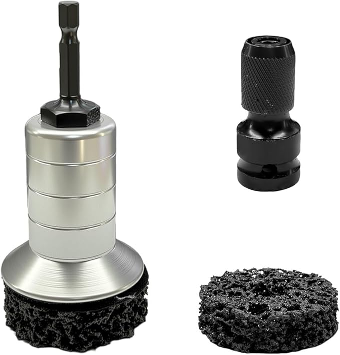 Wheel Hub Resurfacing Kit, Car Wheel Hub Rust Removal Tool Brake Hub Cleaning Kit for Lug Studs and Rotors, Inner Rim Cleaner Tool Fits Power Drill or 1/2" Impact Driven Wrenches (Silver)