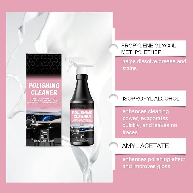 Car Interior Care & Cleaner Spray, 237ml Polishing Cleaner Car Interior Spray, Powerful Interior Detailer Spray for Cars, Multifunctional Car Interior Cleaner for Dashboards, Seats (3Sets)