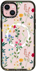 CASETiFY Impact iPhone 15 Plus Case [4X Military Grade Drop Tested / 8.2ft Drop Protection/Compatible with Magsafe] - Flower Prints - Spring Botanicals 2 - Clear Black