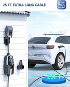 EVDANCE Level 2 EV Charger - Portable 32A EV Chargers NEMA 14-50 with 25ft Cable, Adjustable Current/Delay Charging for Electric Car Charger