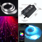 AZIMOM LED Bluetooth 16W RGBW Fiber Optic Light Star Ceiling Kits 150pcs 0.03in 6.5ft Sensor Music Mode Remote/APP Control Car Use Home Headliner Lighting Decoration