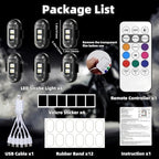 6PCS Wireless LED Strobe Lights with Remote Control, Wireless LED Warning Lights 8 Colors USB Charge IP65 Waterproof Anti-Collision, for Car Interior Motorcycle Bike Drone Car Truck RC Aircraft