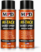 MPD Pro Hi-Tack Gasket Spray Adhesive Sealant – High-Tack Aerosol Gasket Bonding Spray, Fuel & Oil Resistant, −65°F to 450°F, Professional Assembly Aid, (2-Pack)