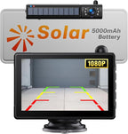 Solar Wireless Backup Camera for Car 5" HD 1080P Monitor 2 Mins DIY Installation 5,000mAh Battery Night Vision 2 Split Screen Back Up Camera Waterproof Reverse Camera for Truck,Pickup,RV,SUV