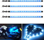 YM E-Bright Led Strip Light for Car 27cm 5050 15SMD Waterproof Car Underglow Light Motorcycle Golf Cart Decoration Interior Exterior Lights Strip,Ice Blue DC12V (Pack of 4)