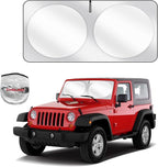 for 2018-2026 Jeep Wrangler - Premium Sunshade for Wrangler JL JLU & 2020-2026 Jeep Gladiator, Front Windshield Sun Shade Blocks UV Rays Foldable Visor with Storage Pouch