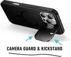 Spy-Fy iPhone 16 Pro Max Privacy Case with Camera Covers Front and Rear | Magsafe Compatible and Kickstand | Protect Your iPhone | 6-Foot Drop Proof | 6,9 Inch | Camera Protection by Valenta Black