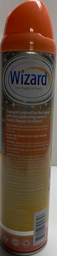 Wizard The Magic of Fresh | Odor Neutralizer & Air Freshener - 10 Oz. Vanilla papaya (Pack of 5) (Packaging May Vary)