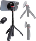 Magnetic Cell Phone Tripod for MagSafe, Mini Extendable Selfie Stick and Tripod Stand with 360° Ball Head, Compatible with iPhone 16 15 Pro Max Plus 14 13 12 Series