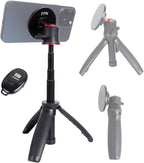 Magnetic Cell Phone Tripod for MagSafe, Mini Extendable Selfie Stick and Tripod Stand with 360° Ball Head, Compatible with iPhone 16 15 Pro Max Plus 14 13 12 Series