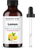 Majestic Pure Essential Oil with Glass Dropper - 100% Pure and Natural - Essential Oils for Diffuser, Aromatherapy, Soap and Candle Making, Lemon Essential Oil, Lemon Oil, 1 Fl Oz
