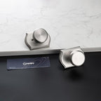 Interior Pismo Doorknobs for Closet, Brushed Nickel Door Knobs with Camelot Trim, Heavy Duty Door Handle