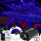 AKEPO Mini Size 6W Twinkle Fiber Optic Starlight Headliner Kits, Mixed 375pcs 9.8ft/3m Optical Fiber Music Activated APP Control RGBW Star Ceiling Light Kit for Home and Car