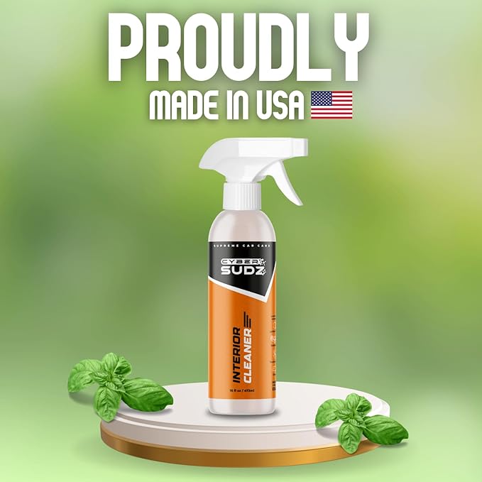 Car Interior Cleaner Spray - pH-Neutral, Natural Detailer, Dashboard, Leather Seat Cleaner, Tesla Vegan Leather, Plastic & Vinyl, Screen-Safe Matte Non-Greasy Finish - 16 oz - Citrus Scent