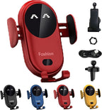 Smart Car Wireless Charger Phone Holder, Smart Sensor Car Wireless Charger, Fashion Car Charger (Red)
