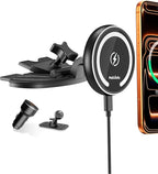MAGJIEYX CD Slot Magnetic Wireless Car Mount Charger for iPhone 17 16-12, 3X Stable on Bumpy Roads, 99% Car/Truck-Approved, Charging Holder with 3M Dash Sticker, No Air Vent Block (38W Adapter)