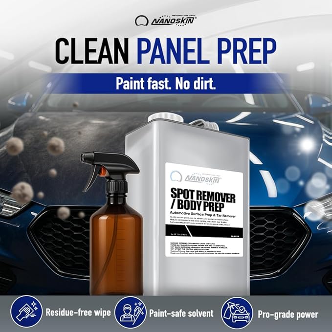 Nanoskin Spot Remover / Body Prep Automotive Surface Prep Cleaner 1 Gallon - Fast-Drying Solvent Degreaser Removes Tar, Grease, Wax & Adhesive, VOC-Compliant Pre-Paint Panel Prep