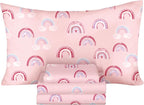 Ivellow Full Sheets Set Kids 100% Natural Cotton Sheets Soft Breathable Percale Bed Sheets 16" Deep Pocket Cute Kawaii Rainbow Patterned Sheets for Girls Toddler Teen Kids Full Bedding Dorm Essentials